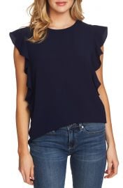 CeCe Cascading Ruffle Blouse in Navy at Nordstrom